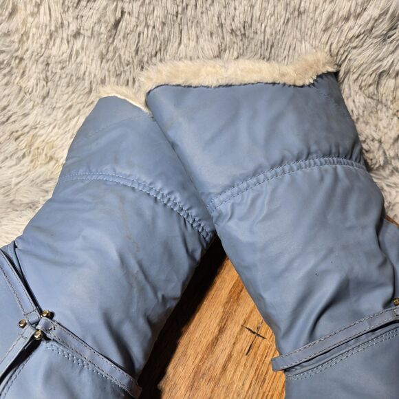 RDC Vintage 80s Womens Size 9 Sky Blue Waterproof Sherpa Lined 3 Inch Heel Boots - Picture 4 of 10